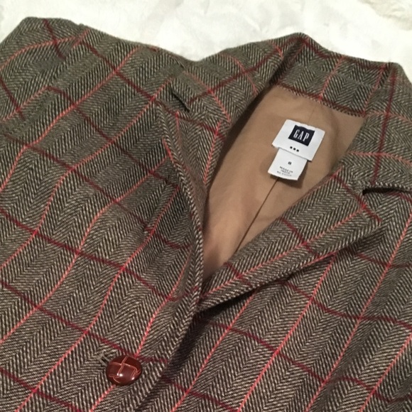 🔸GAP Wool Tweed Blazer Suit Jacket w/suede elbow pads 🍂🍁 - Picture 3 of 6